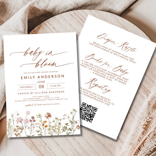 Wildflower Floral or wildflower baby shower invitation