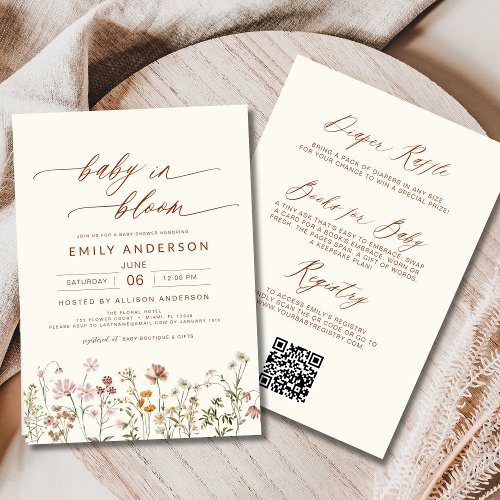 Wildflower Floral or wildflower baby shower invitation
