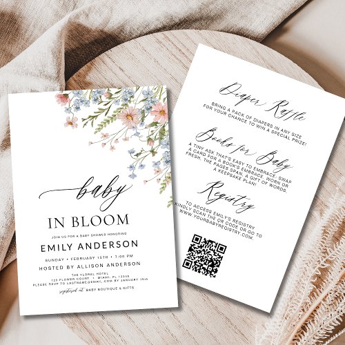 Wildflower Floral or wildflower baby shower invitation