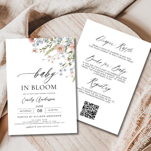 Wildflower Floral or wildflower baby shower invitation