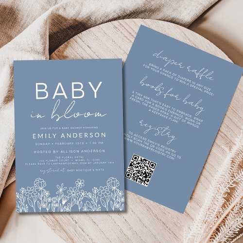 Wildflower Floral or wildflower baby shower invitation