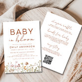 Wildflower Baby in Bloom Couples Shower Terracotta Invitation