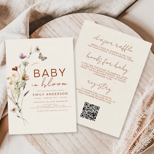 Wildflower Floral or wildflower baby shower invitation