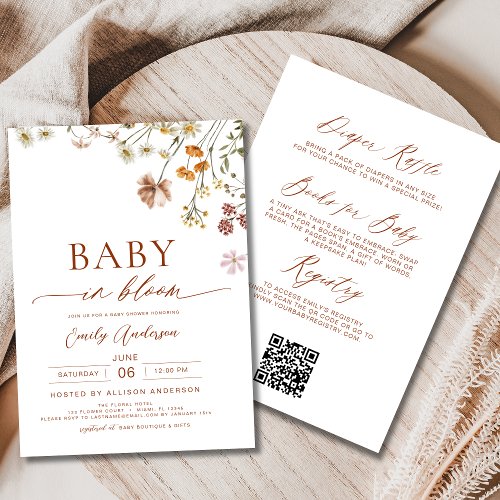 Wildflower Floral or wildflower baby shower invitation