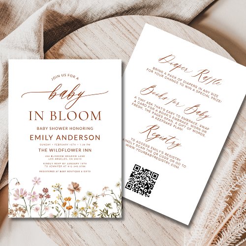 Wildflower Floral or wildflower baby shower invitation