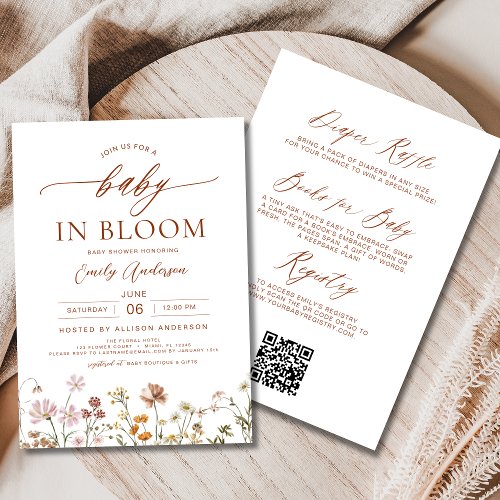 Wildflower Floral or wildflower baby shower invitation