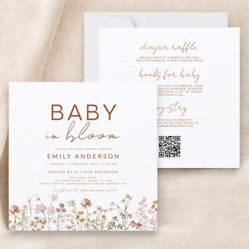 Wildflower Floral or wildflower baby shower invitation