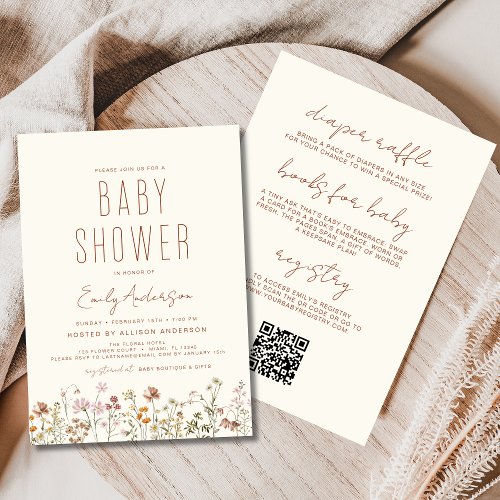 Wildflower Floral or wildflower baby shower invitation