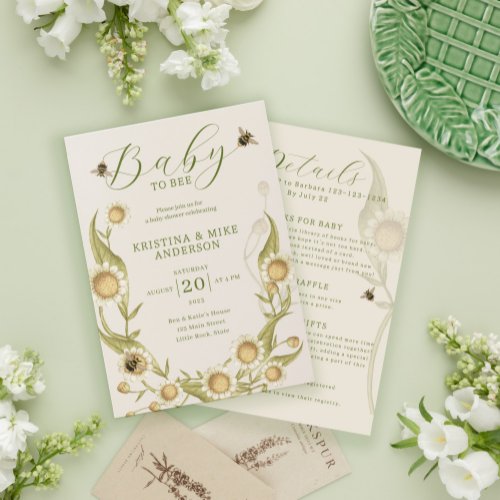 All in One Wildflower Daisy Baby Shower Invitation
