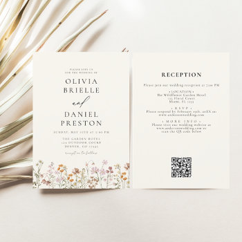 All In One Wildflower  Qr Code Garden Wedding Invitation by Hot_Foil_Creations at Zazzle