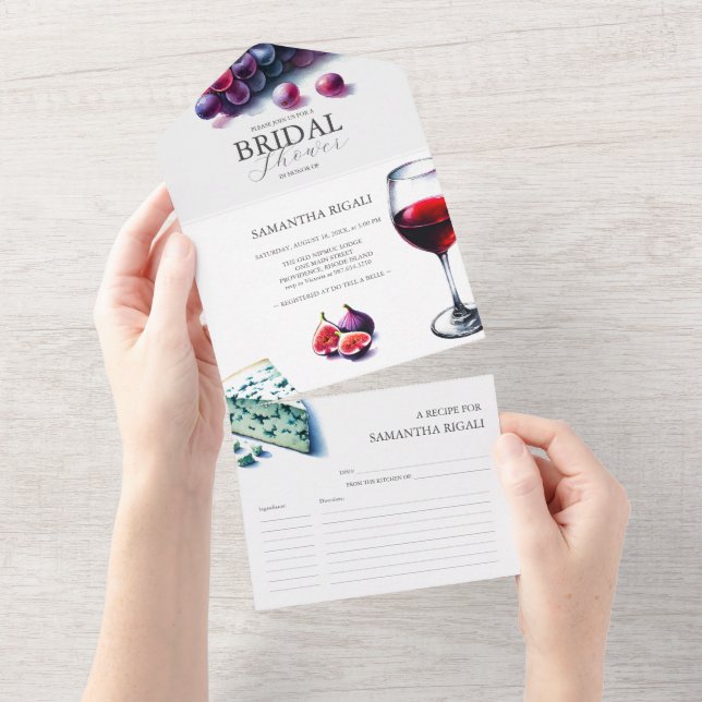 All-In-One Wine Bridal Shower Invitations (Tearaway)