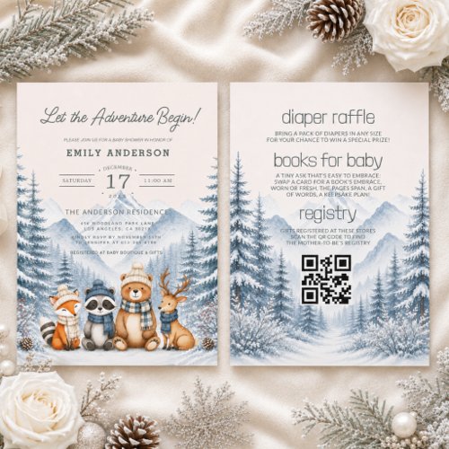 Winter Adventure Begins baby shower invitation