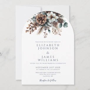 All In One Winter Floral Pinecone Wedding Arch Invitation