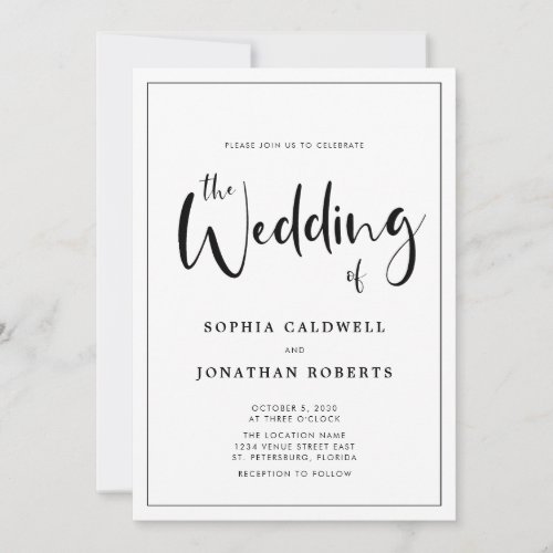 All in One with Details Calligraphy Border Wedding Invitation