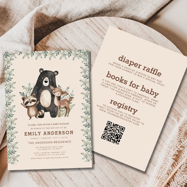 All in One Woodland Forest Animals Baby Shower Invitation (Creator Uploaded)