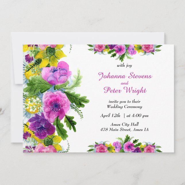 All in one, yellow, purple, fuchsia... a joyful   invitation (Front)