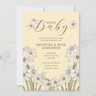 All in One Yellow Spring Hello Baby Shower Invitation