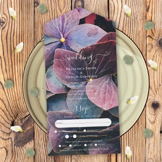 All Inclusive Blue Purple Hydrangeas Wedding RSVP