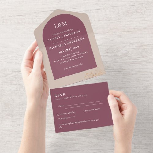 All Inclusive Modern Simple Elegant Wedding RSVP All In One Invitation