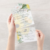 All Inclusive Sunflowers Rustic Wedding RSVP  All In One Invitation (Tearaway)