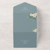 All Inclusive White Roses Floral Wedding RSVP  All In One Invitation (Outside)