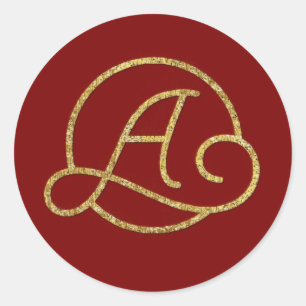 ALL INITIALS Gold Circle Monogram Any Color Classic Round Sticker
