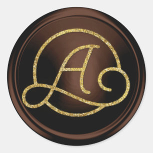 ALL INITIALS Gold Circle Monogram Chocolate Classic Round Sticker