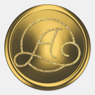 ALL INITIALS Gold Circle Monogram Old Gold Classic Round Sticker