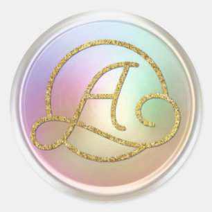 ALL INITIALS Gold Circle Monogram Pearly Classic Round Sticker