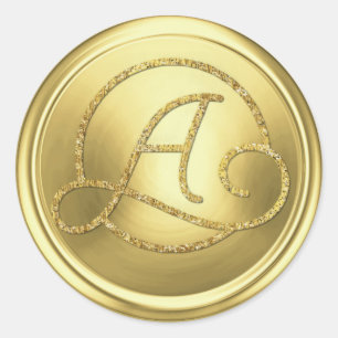 ALL INITIALS Gold Circle Monogram Soft Gold Classic Round Sticker