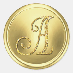 ALL INITIALS Gold Monogram 3 Classic Round Sticker