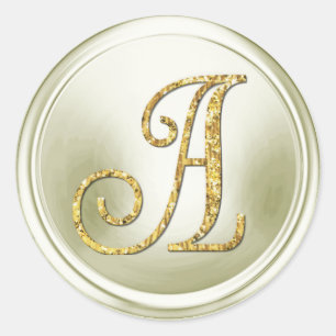ALL INITIALS Gold Monogram 3 Off White Classic Round Sticker