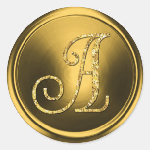ALL INITIALS Gold Monogram 3 Old Gold Classic Round Sticker