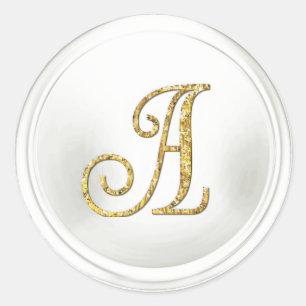 ALL INITIALS Gold Monogram 3 White Classic Round Sticker