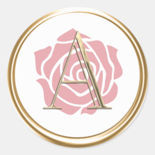 ALL INITIALS Gold Monogram Any Color Rose Classic Round Sticker