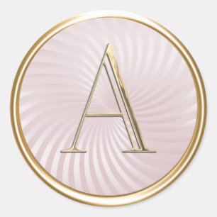 ALL INITIALS Gold Monogram Blush Rose Pink Classic Round Sticker