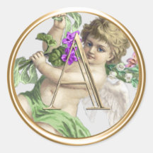 ALL INITIALS Gold Monogram Cherub Green