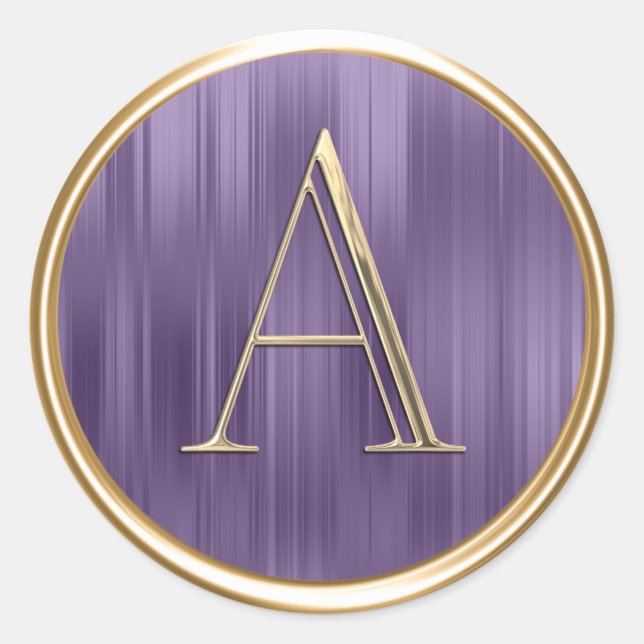 ALL INITIALS Gold Monogram Dusty Lavender Purple Classic Round Sticker (Front)