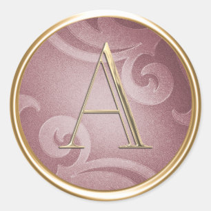 ALL INITIALS Gold Monogram Dusty Rose Pink Pattern Classic Round Sticker