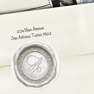 ALL INITIALS Gold Monogram Iridescent Silver Classic Round Sticker