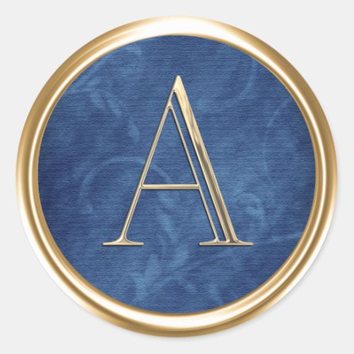 ALL INITIALS Gold Monogram Navy Blue Pattern Classic Round Sticker
