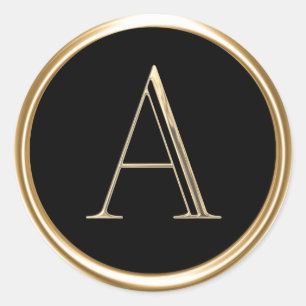 ALL INITIALS Gold Monogram on any color Classic Round Sticker