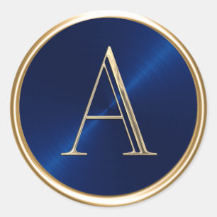 ALL INITIALS Gold Monogram on any color Classic Round Sticker