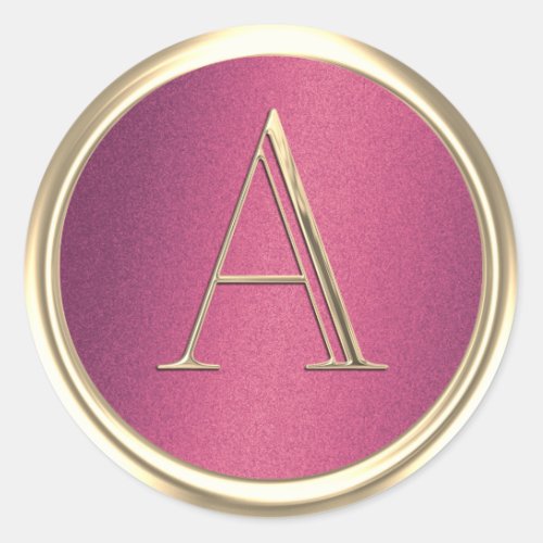 ALL INITIALS Gold Monogram Rose Pink Shimmer Classic Round Sticker