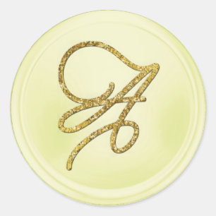 ALL INITIALS Gold Script Monogram Butter Classic Round Sticker