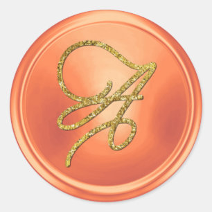 ALL INITIALS Gold Script Monogram Copper Classic Round Sticker