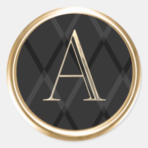 ALL INITIALS Monogram Diamond Pattern Any Color Classic Round Sticker