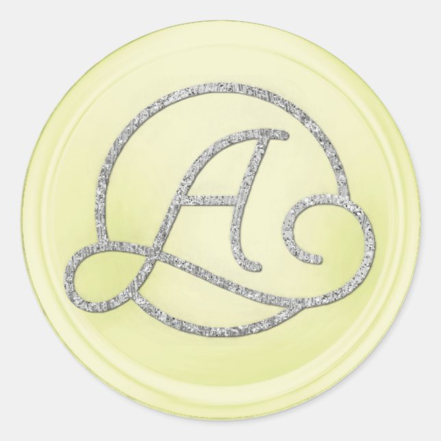ALL INITIALS Silver Circle Monogram Butter Classic Round Sticker (Front)