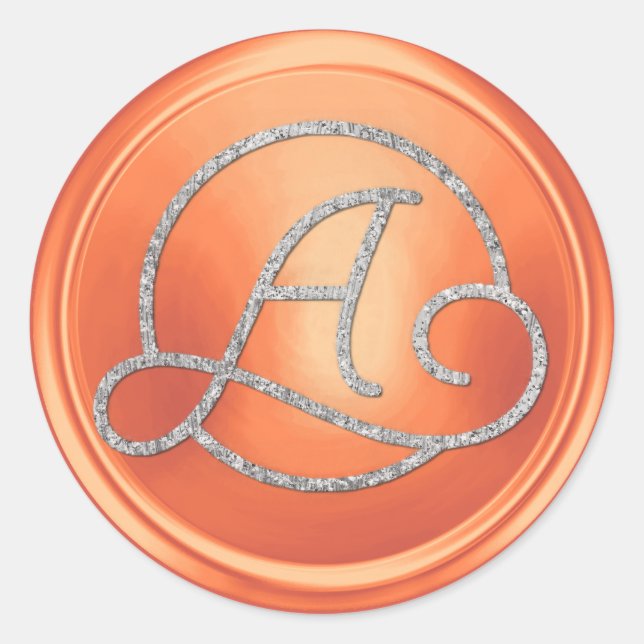 ALL INITIALS Silver Circle Monogram Copper Classic Round Sticker (Front)