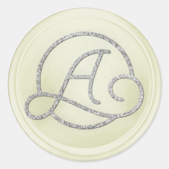 ALL INITIALS Silver Circle Monogram Off White Classic Round Sticker (Front)